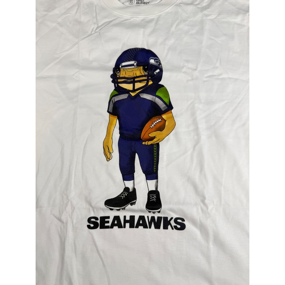 Bad Bunny NFL Seattle Seahawks White Graphic T-Shirt Mens Medium 2026 Collab